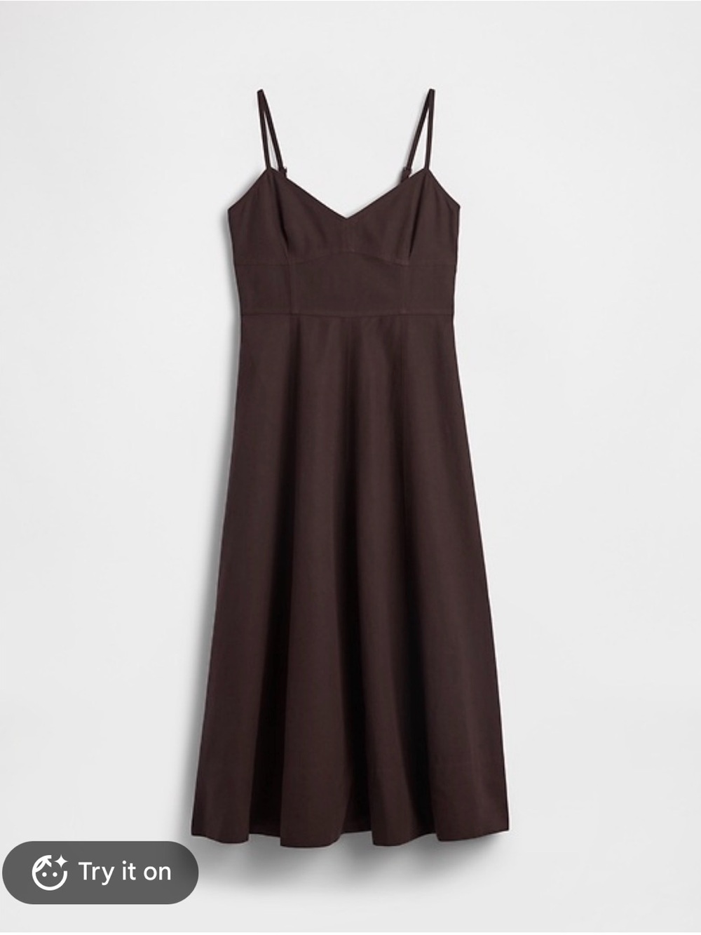 Gap Linen-Blend Drop-Waist Corset Maxi Dress Terra Brown Size Large